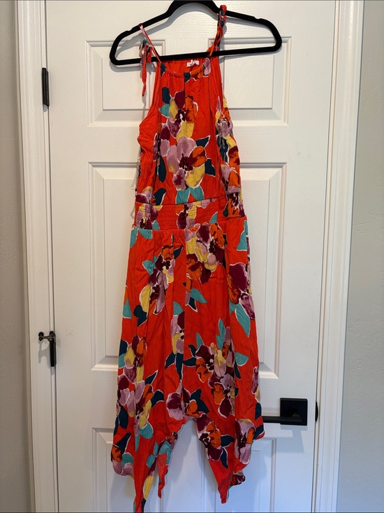 Maurices Dresses & Skirts - Maurices Red Floral Tie-Strap Handkerchief Hem Dress
